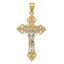 10K Two-tone Large Lacey-edged INRI Crucifix Pendant