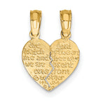 10K Reversible Break apart Mizpah Heart Pendant