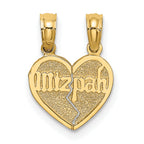 10K Reversible Break apart Mizpah Heart Pendant