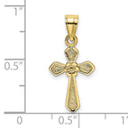 10K Small Cross w/Flower Charm