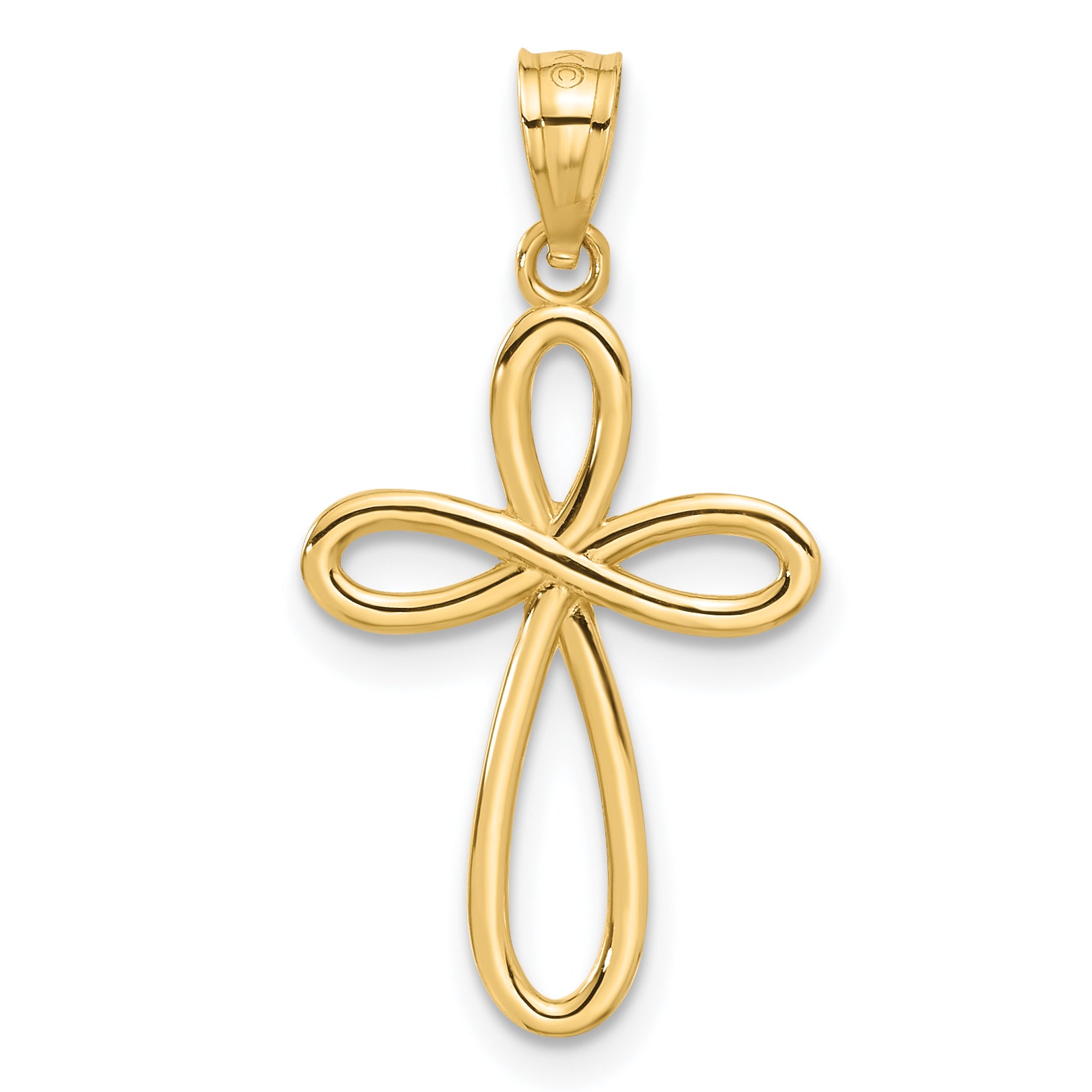 10k Yellow Gold Ribbon Cross Pendant