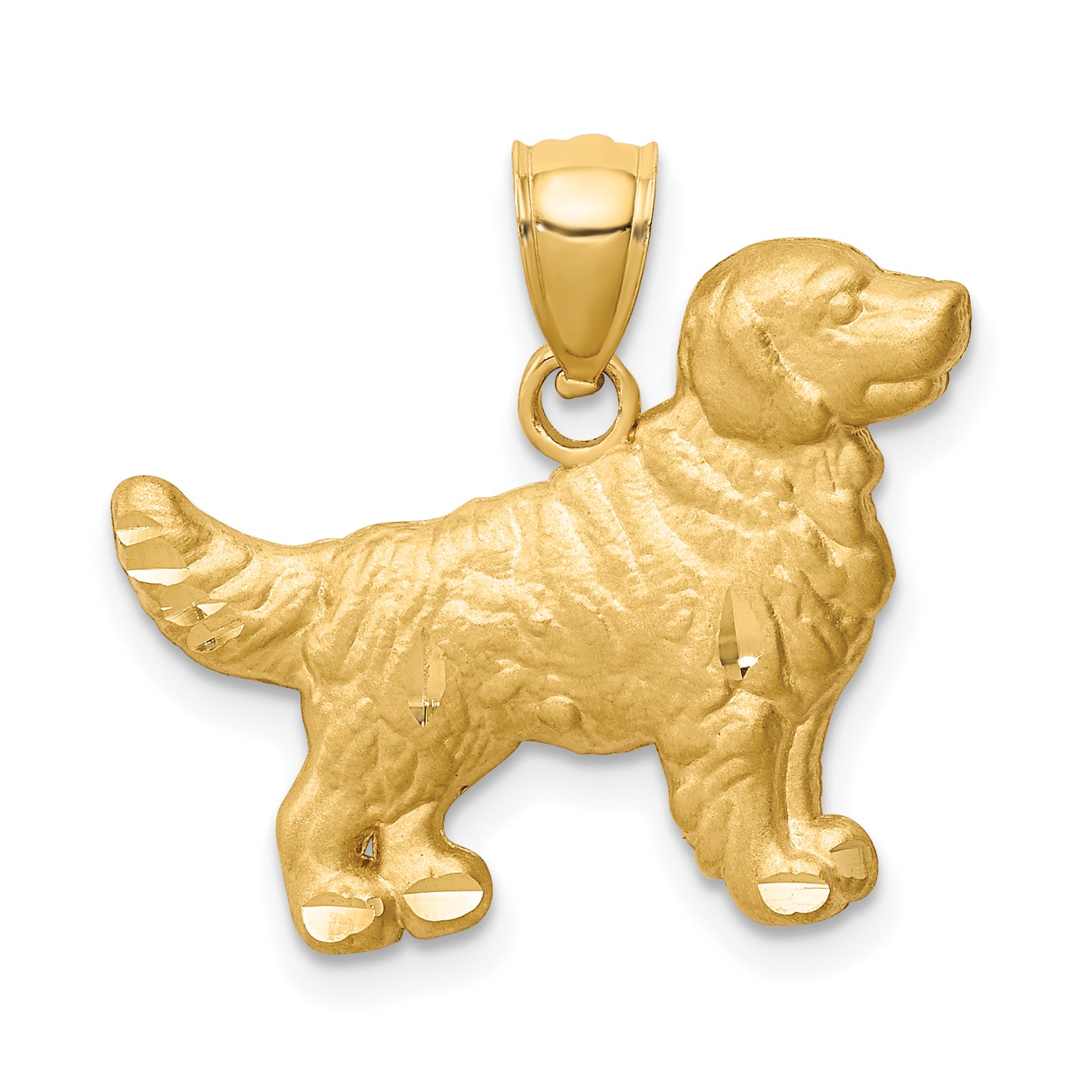 10K Diamond-cut Golden Retriever Pendant Main image