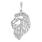10k White Gold Solid Diamond-cut Lions Head Charm