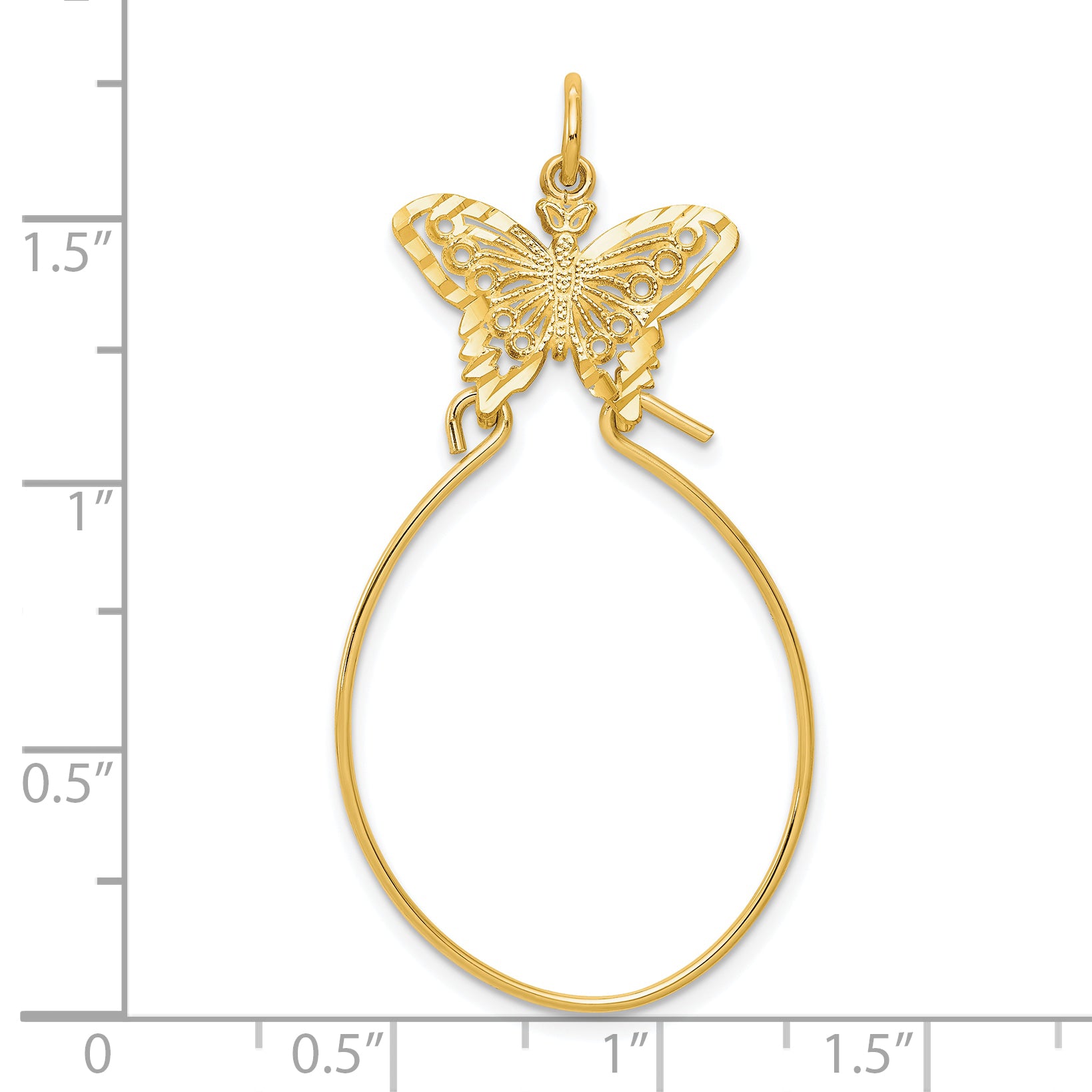 10K None Filigree Butterfly Charm Holder - view 3