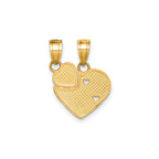 Big Sis Lil Sis Break-Apart Heart Charm in 14K Yellow Gold - Sophia Jewelers