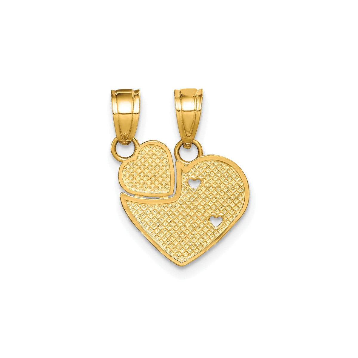 Big Sis Lil Sis Break-Apart Heart Charm in 14K Yellow Gold - Sophia Jewelers