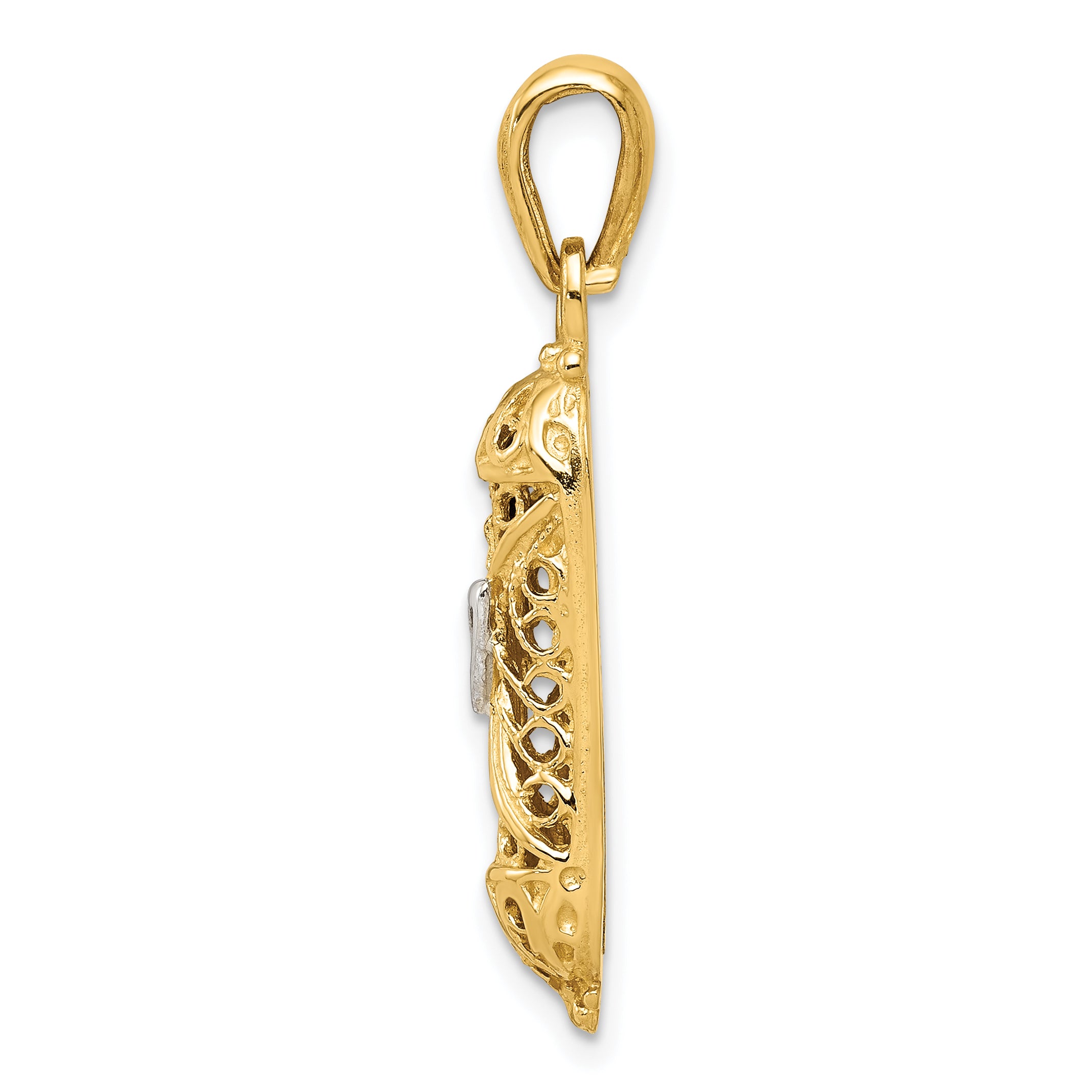 10k & Rhodium Mezuzah With Shin Charm