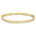 10KY Solid Double Link Charm Bracelet