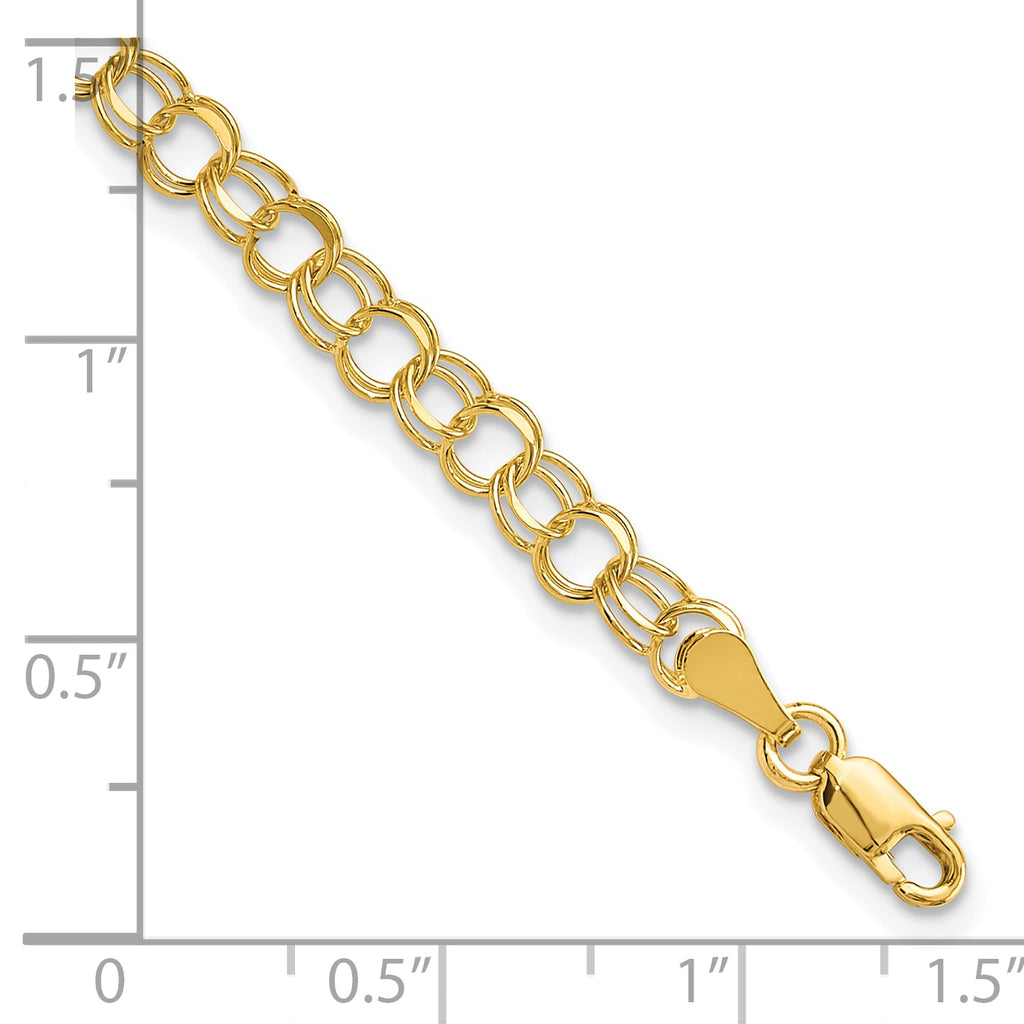 10KY Solid Double Link Charm Bracelet