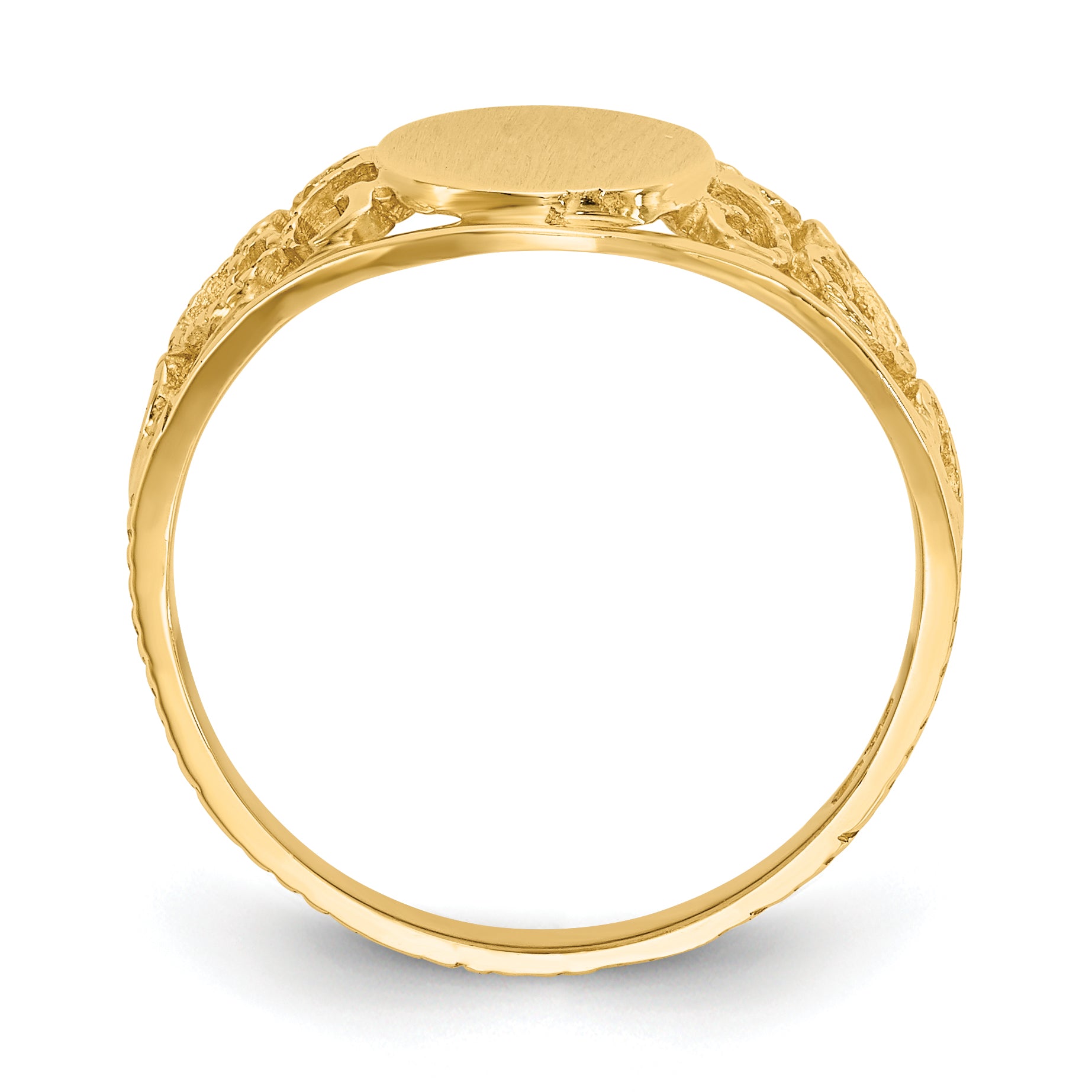 10k 8.5x7.5mm Satin Open Back Filigree Signet Ring Secondary image