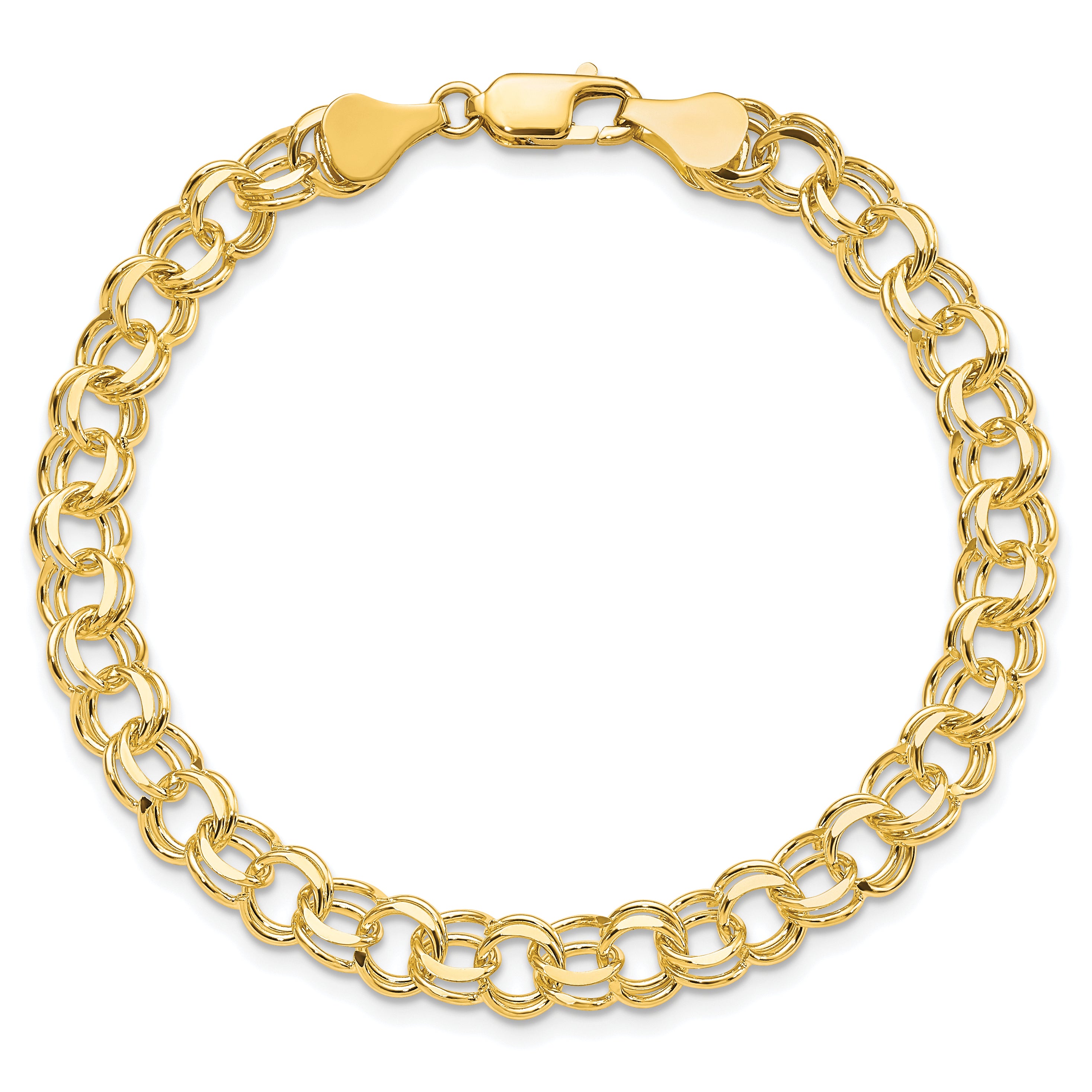 10k Solid Double Link Charm Bracelet