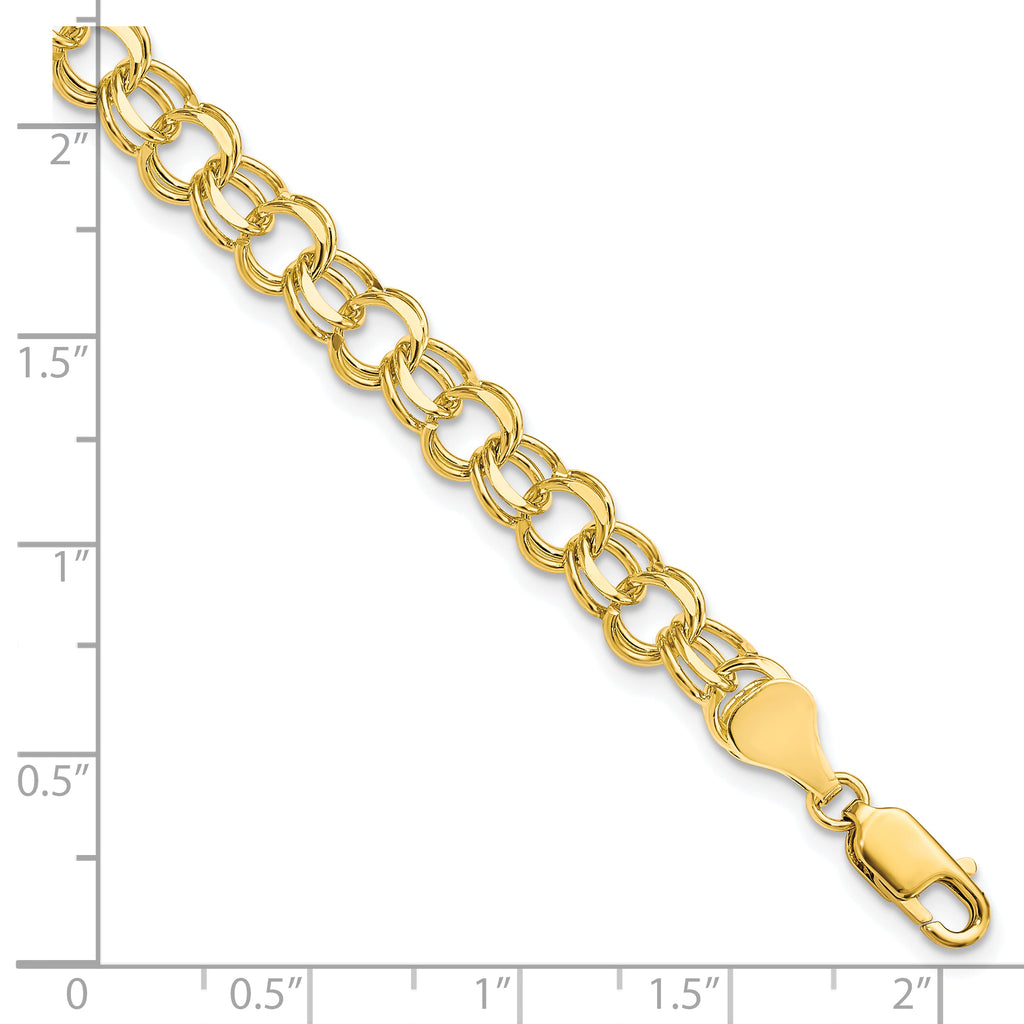 10k Solid Double Link Charm Bracelet