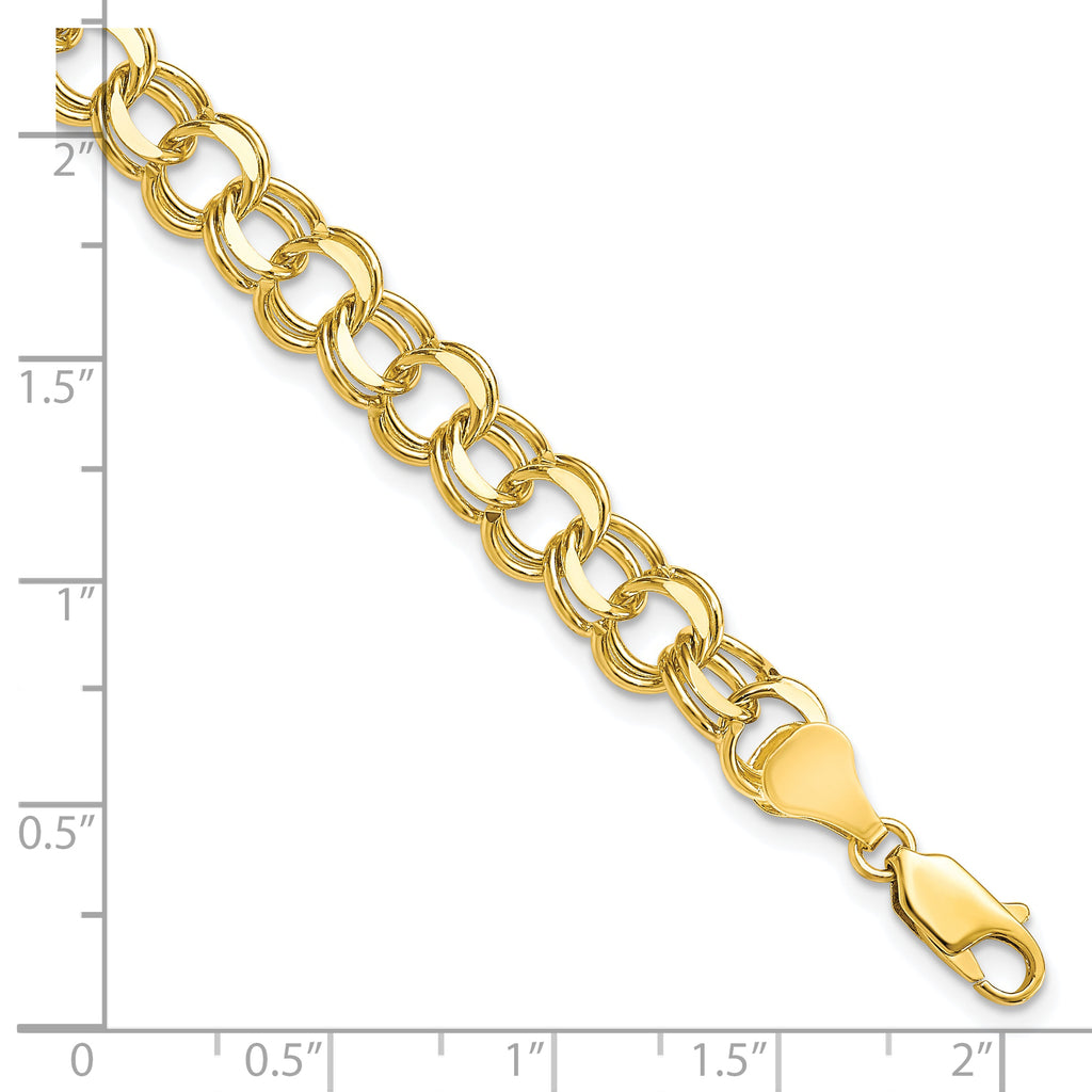 10k Solid Double Link Charm Bracelet