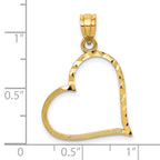 10K Satin Diamond-cut Crooked Heart Pendant