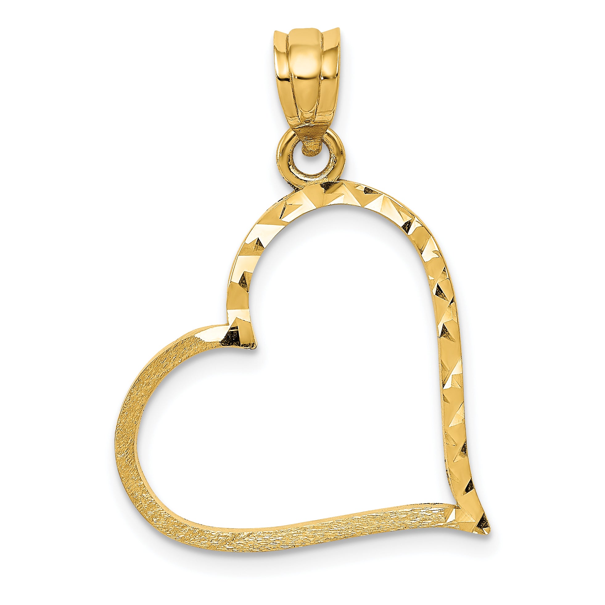10K Satin Diamond-cut Crooked Heart Pendant Main image