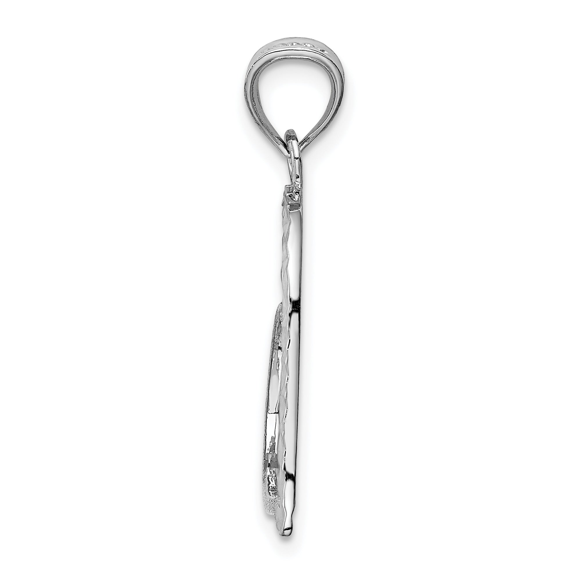 10K White Gold Solid Satin Diamond-cut Reversible Heart Pendant Secondary image