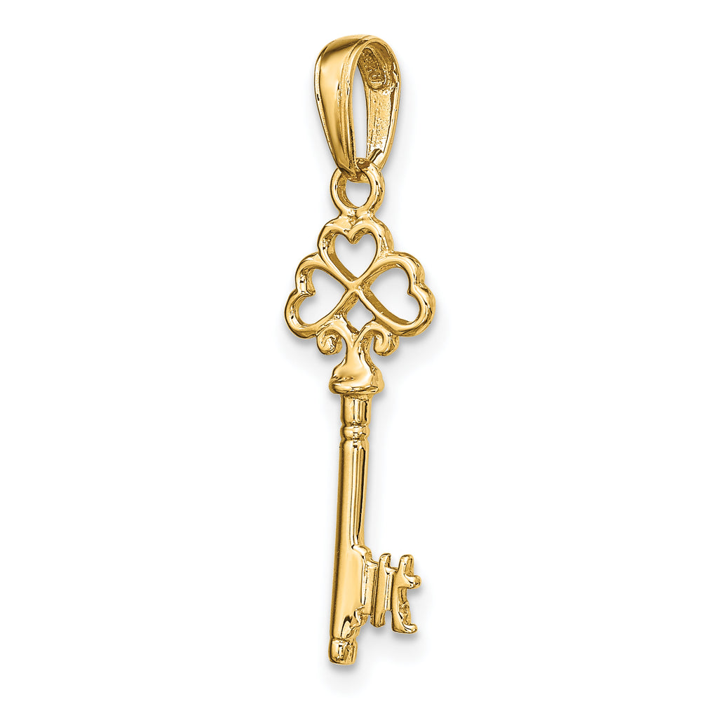 10K None Polished 3-D Hearts Key Charm - view 5