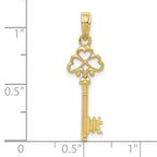 10K None Polished 3-D Hearts Key Charm - view 4