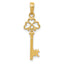 10K None Polished 3-D Hearts Key Charm