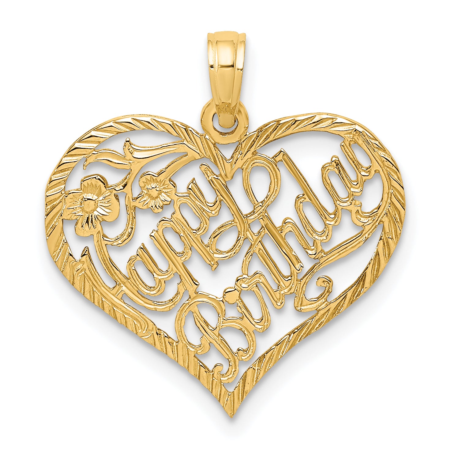 10K Solid Talking HAPPY BIRTHDAY Heart Pendant Main image