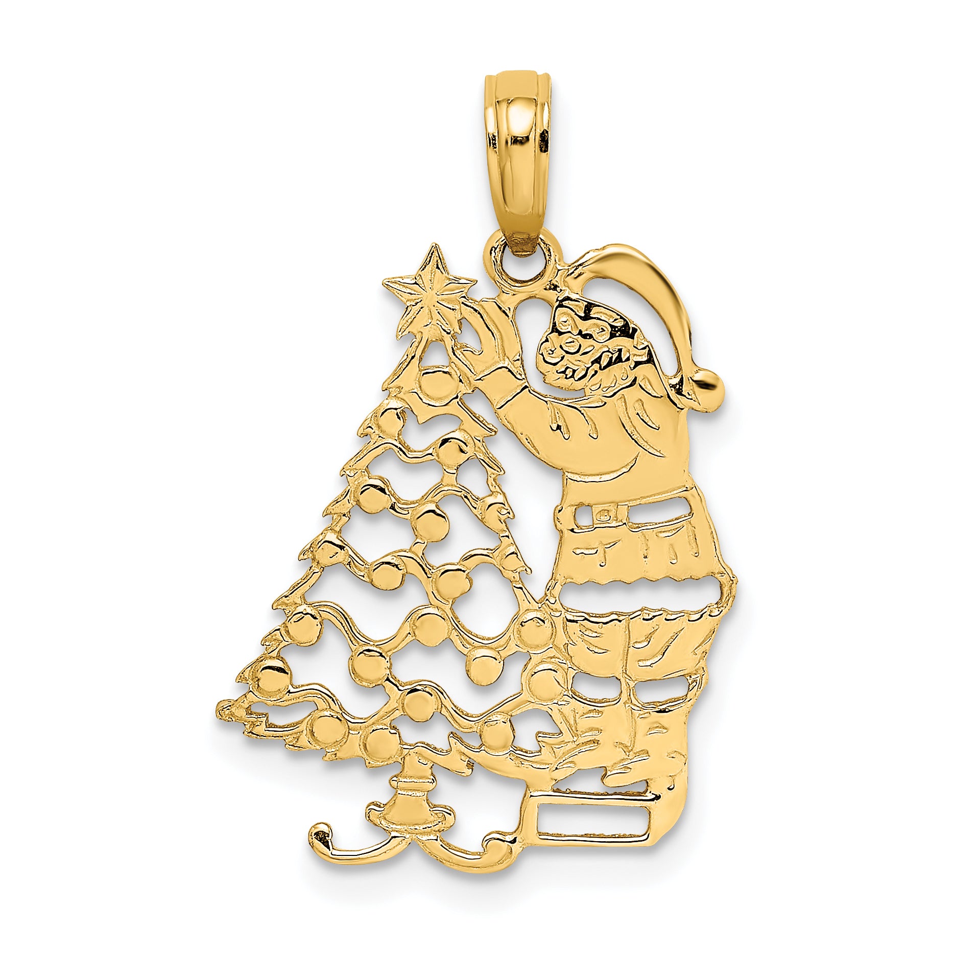 10K Polished Christmas Tree and Santa Pendant Main image