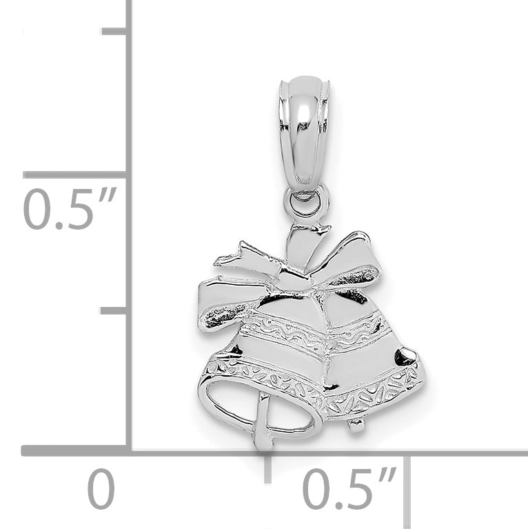 10K White Gold Polished Christmas Bells Pendant Secondary image