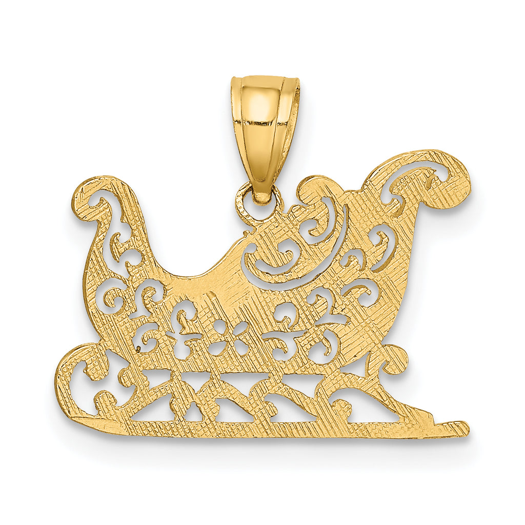 10K Polished Sleigh Pendant