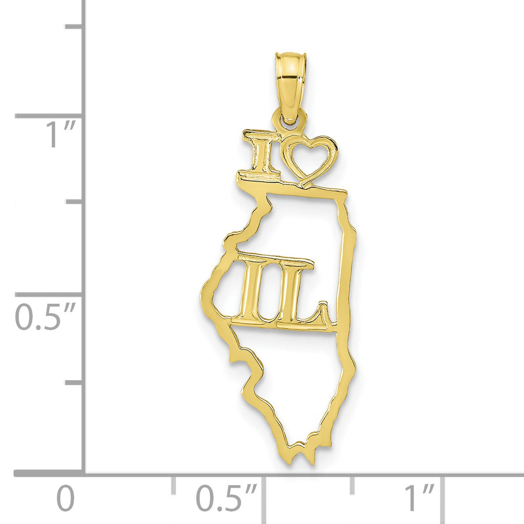 10K Solid Illinois State Pendant