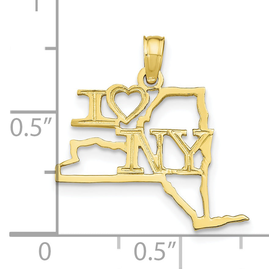 10K Solid New York State Pendant
