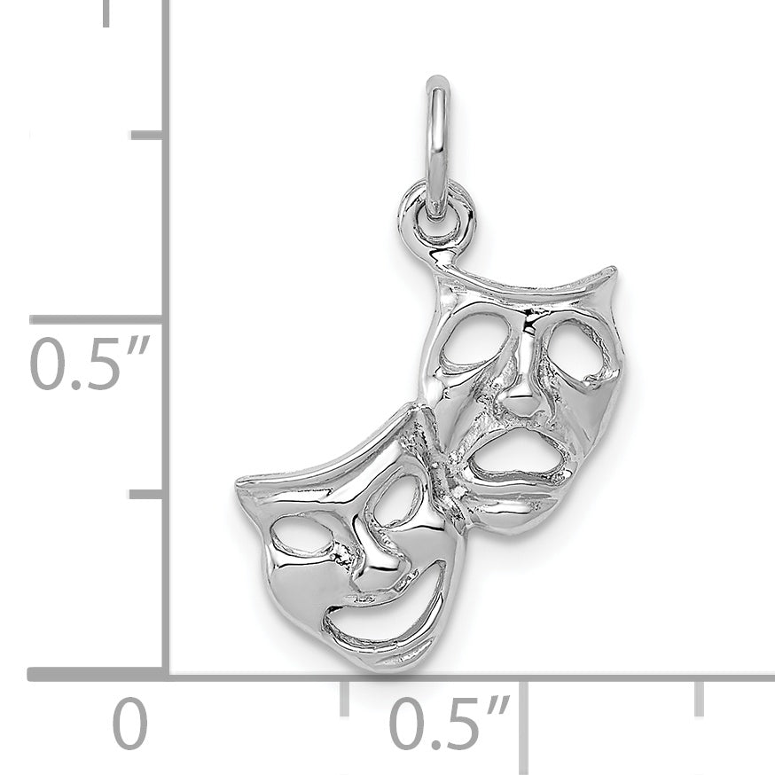 10k White Gold Polished Open-Backed Comedy/Tragedy Charm Secondary image
