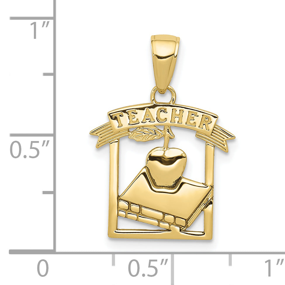 10k Polished Flat-Backed Teacher Frame Pendant