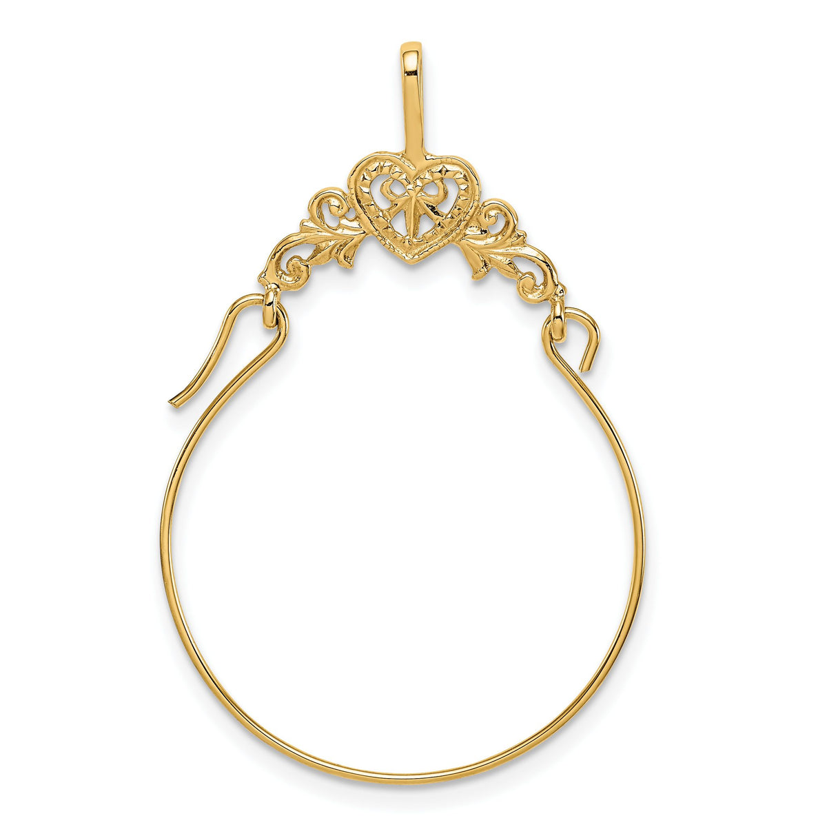 Filigree Heart Holder Charm in 10K Yellow Gold, 35mm - Sophia Jewelers Main image