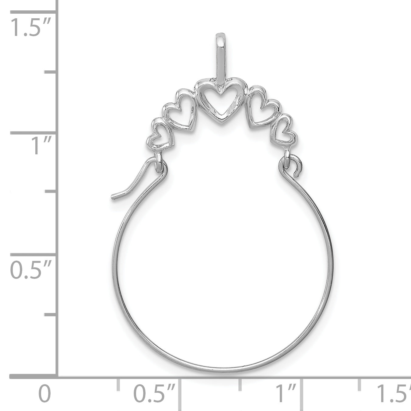 10k White Gold Polished 5-Heart Charm Holder Secondary image