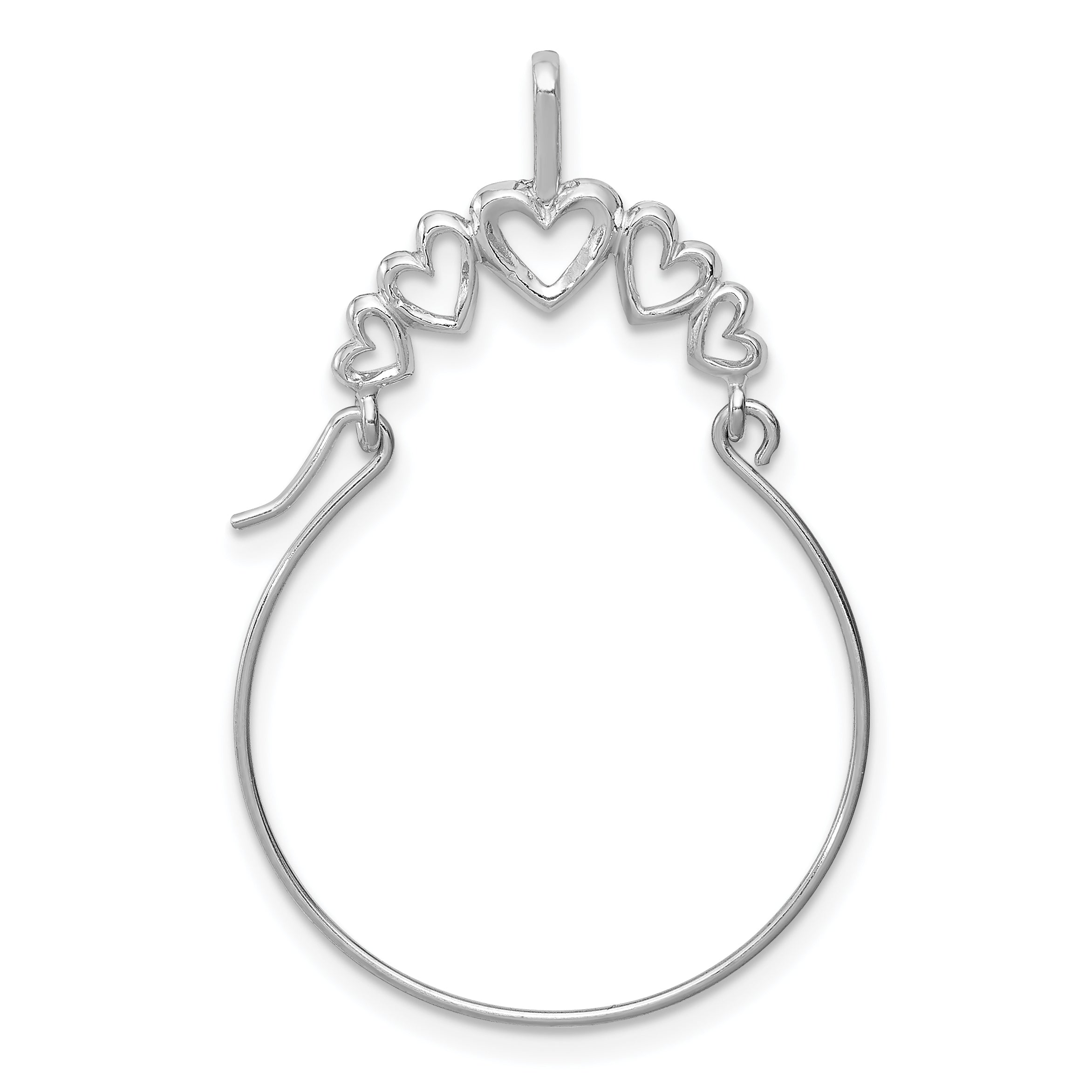 10k White Gold Polished 5-Heart Charm Holder Main image