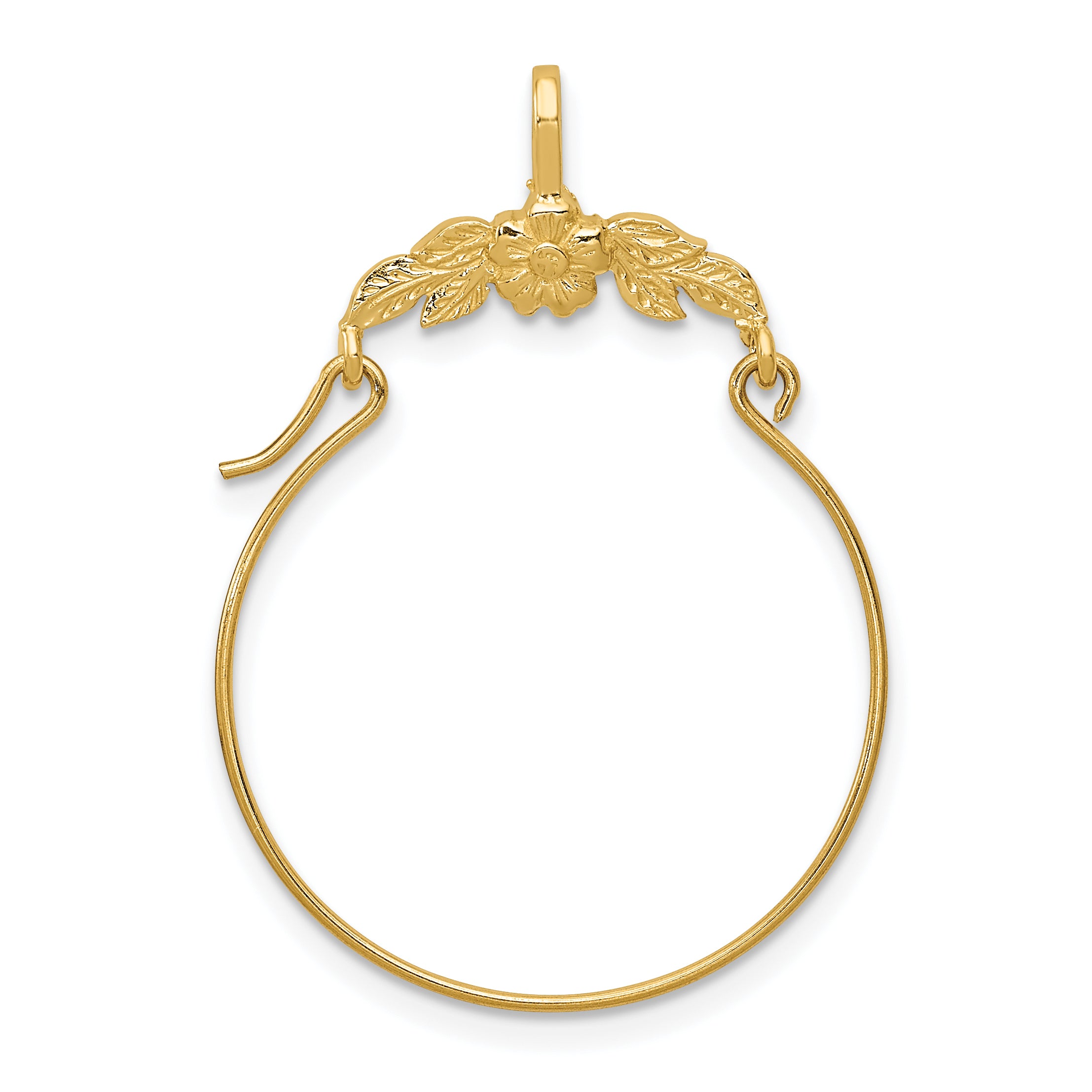 10k Polished Floral Charm Holder Main image