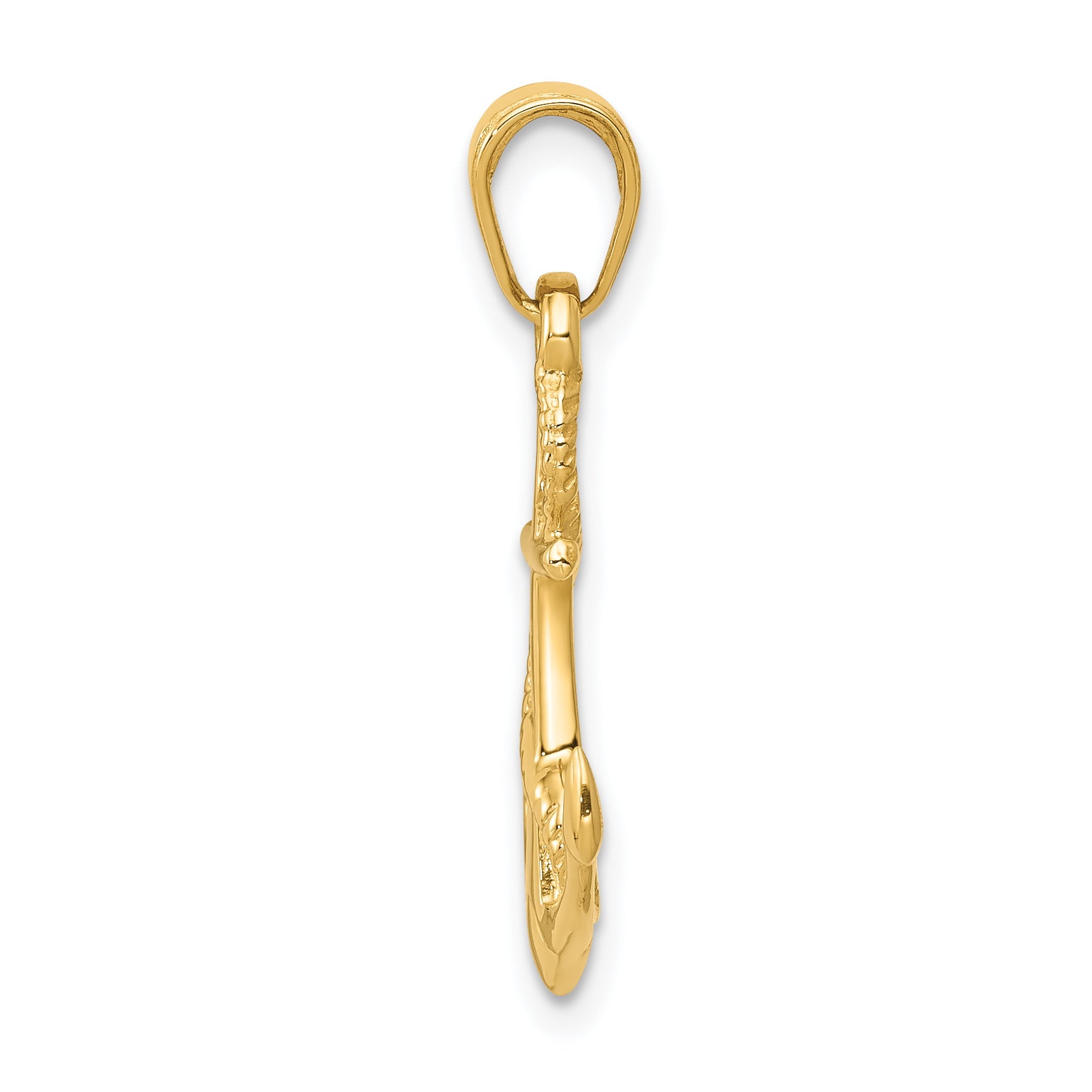10K Solid Polished 3-D Anchor Pendant Secondary image