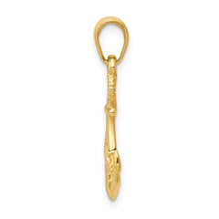 10K Solid Polished 3-D Anchor Pendant