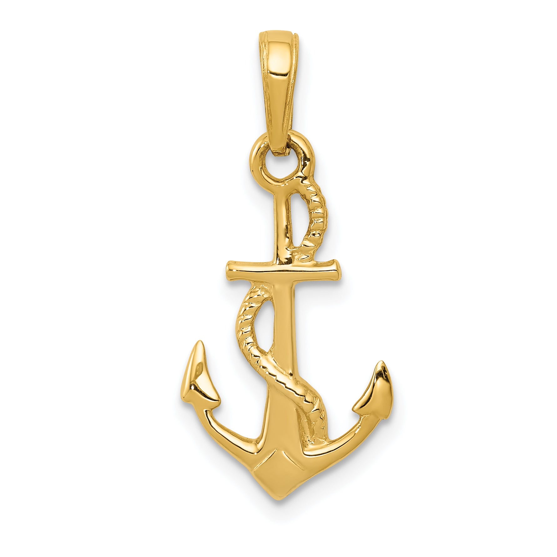 10K Solid Polished 3-D Anchor Pendant Main image