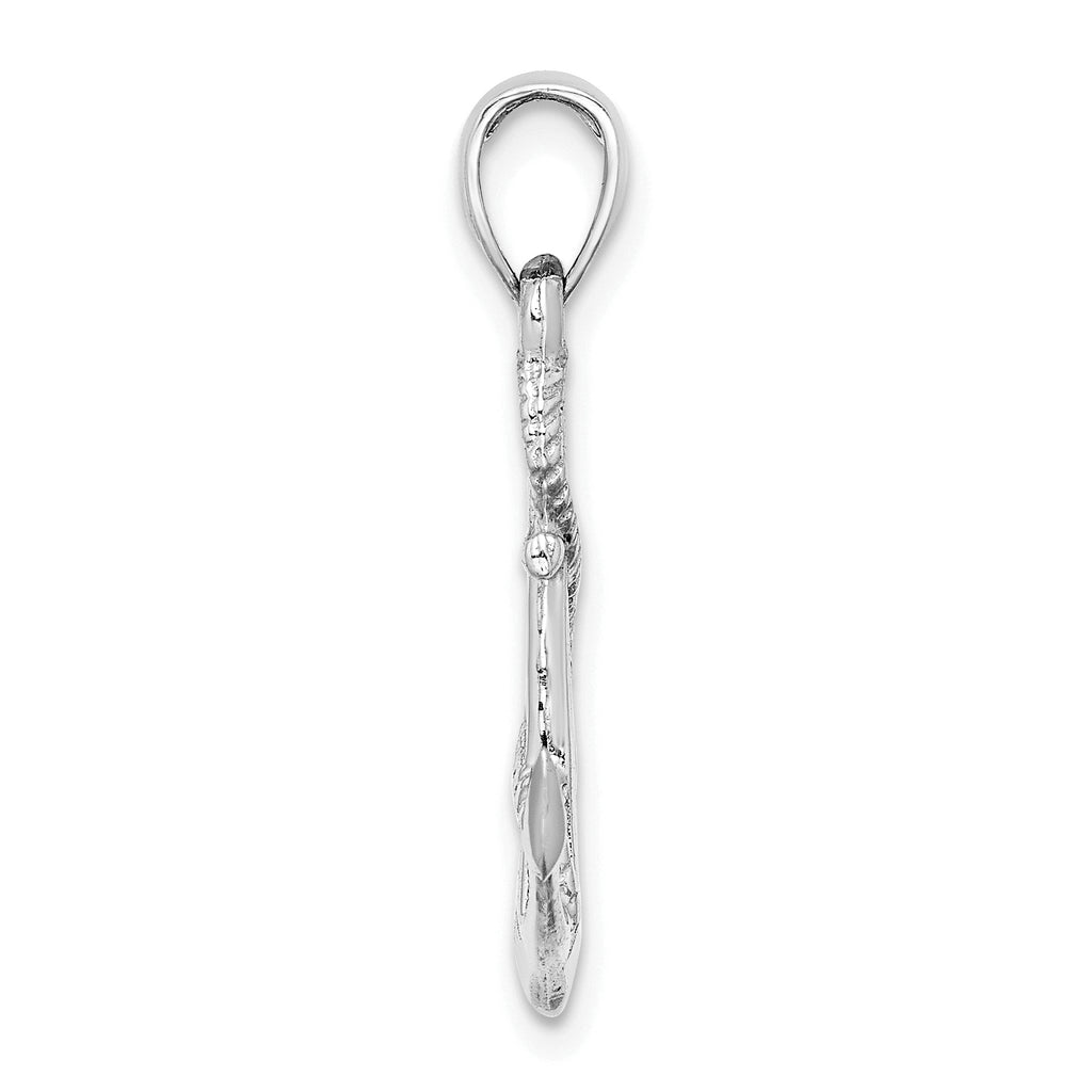10K White Gold Solid Polished 3-D Anchor Pendant