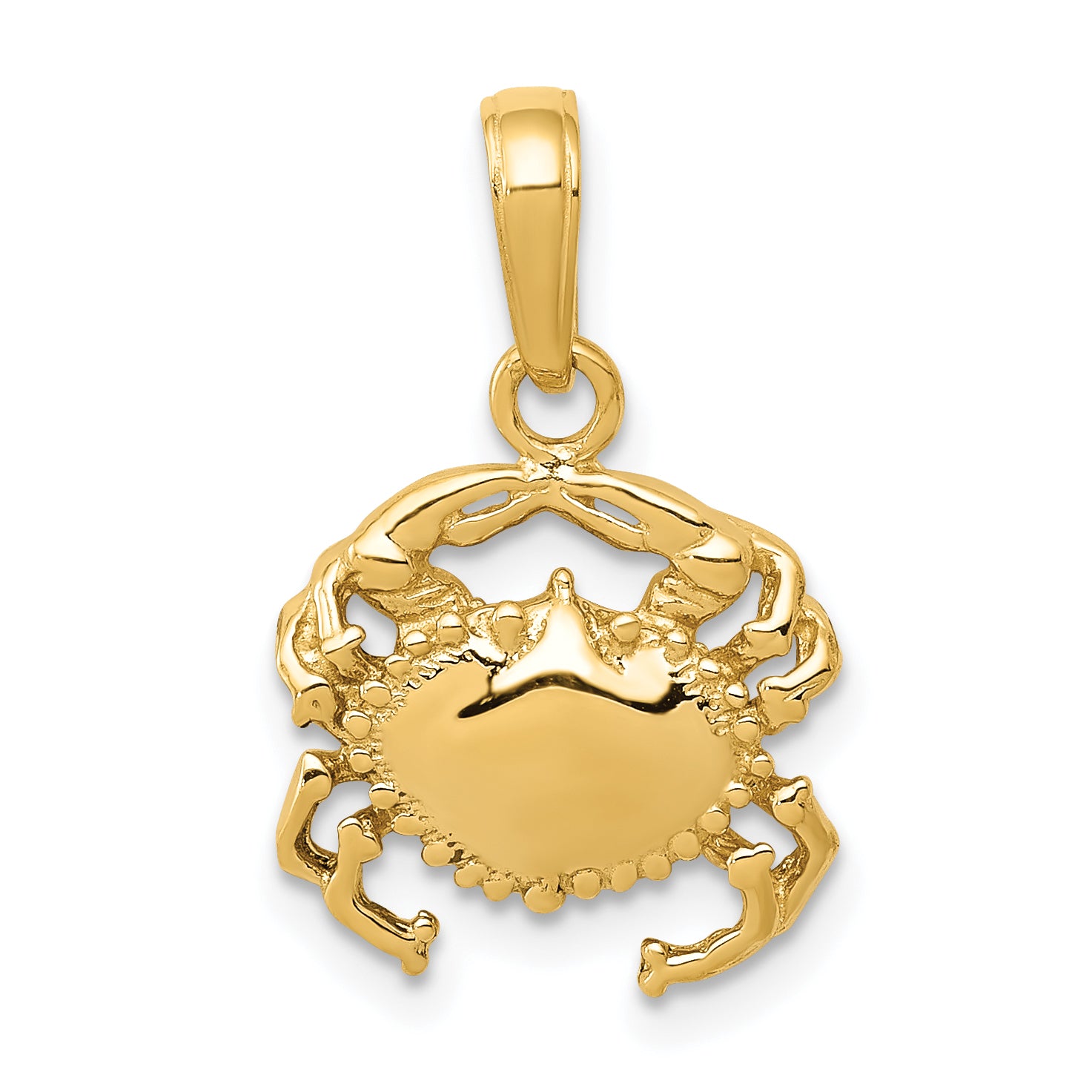 10k Solid Polished Open-Backed Crab Pendant Main image