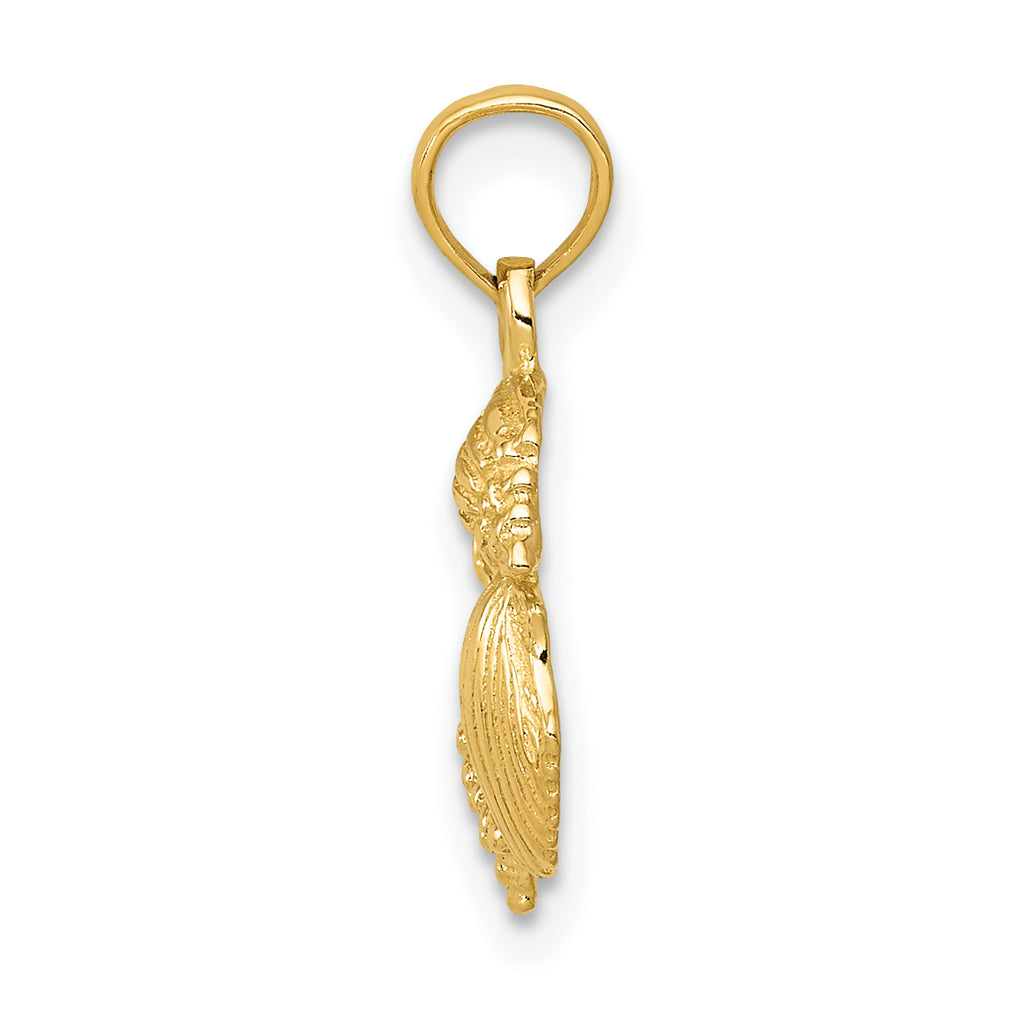 10k Solid Polished Mini Shell Cluster Pendant