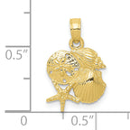 10k Solid Polished Mini Shell Cluster Pendant