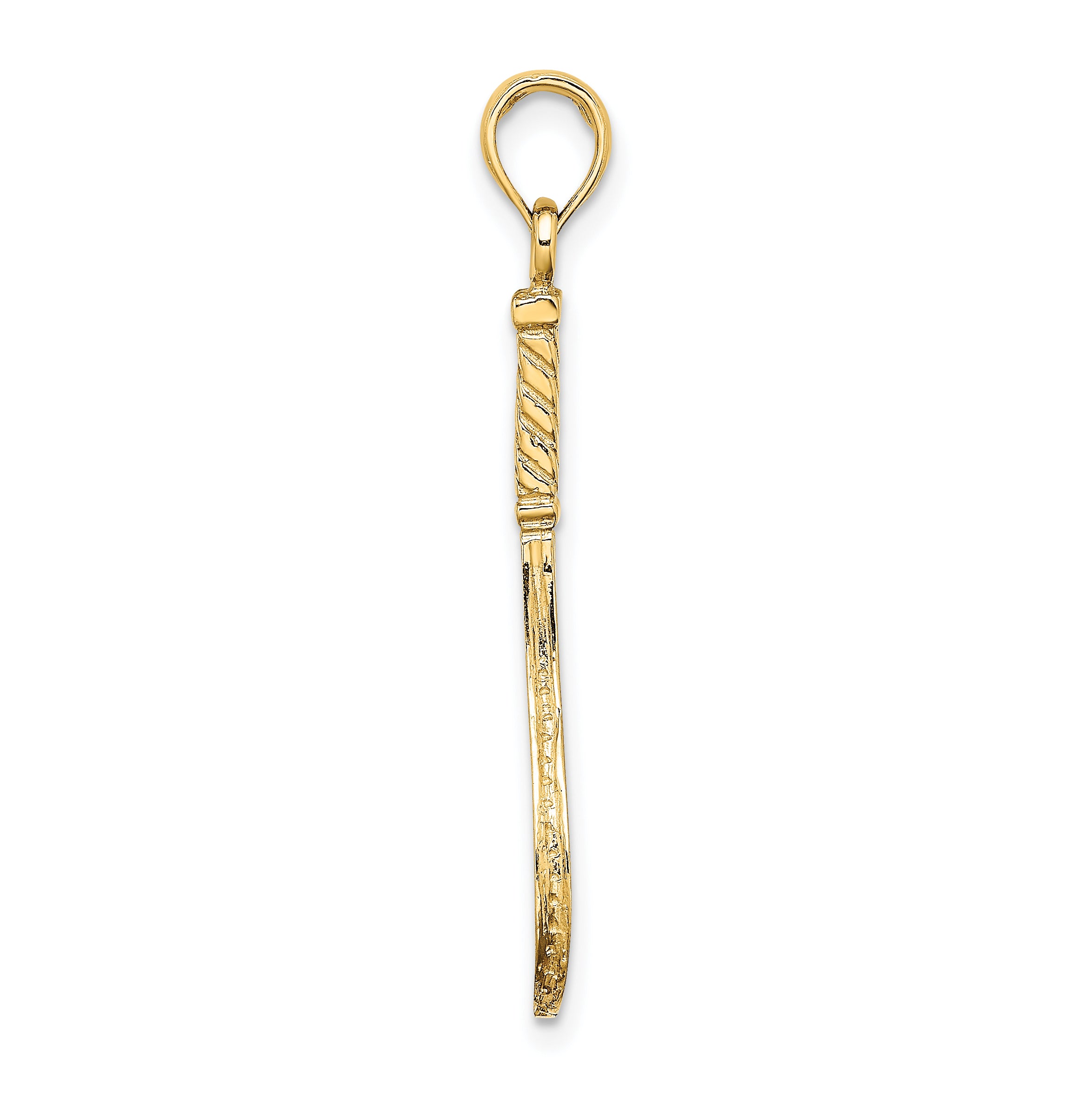 10K Solid Polished 3-D Tennis Racquet Charm