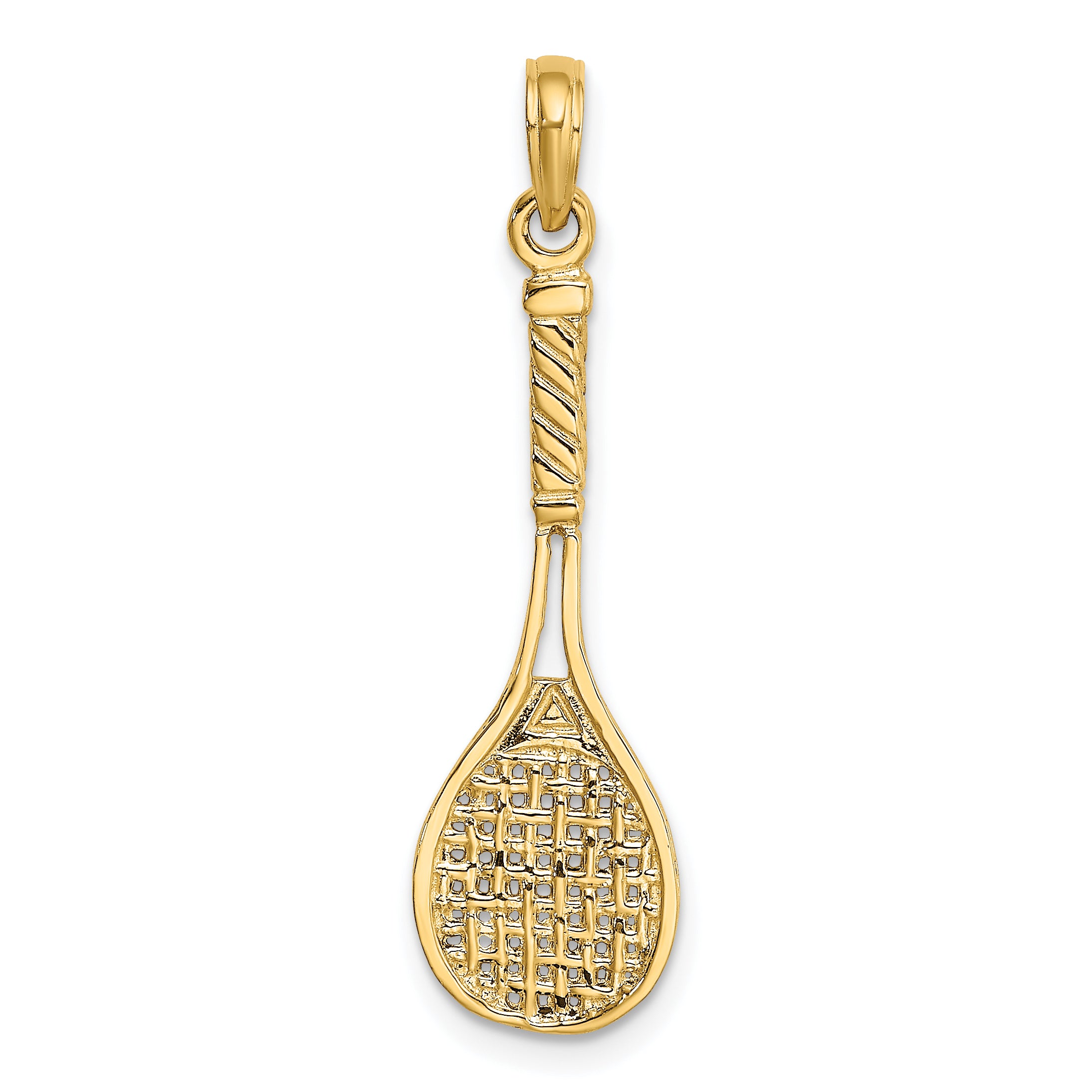 10K Solid Polished 3-D Tennis Racquet Charm Main image