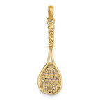 10K Solid Polished 3-D Tennis Racquet Charm