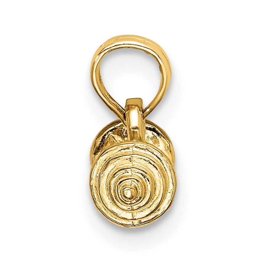 10K None Solid Polished 3-D Barbell Charm - view 2
