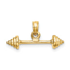 10K Solid Polished 3-D Barbell Charm