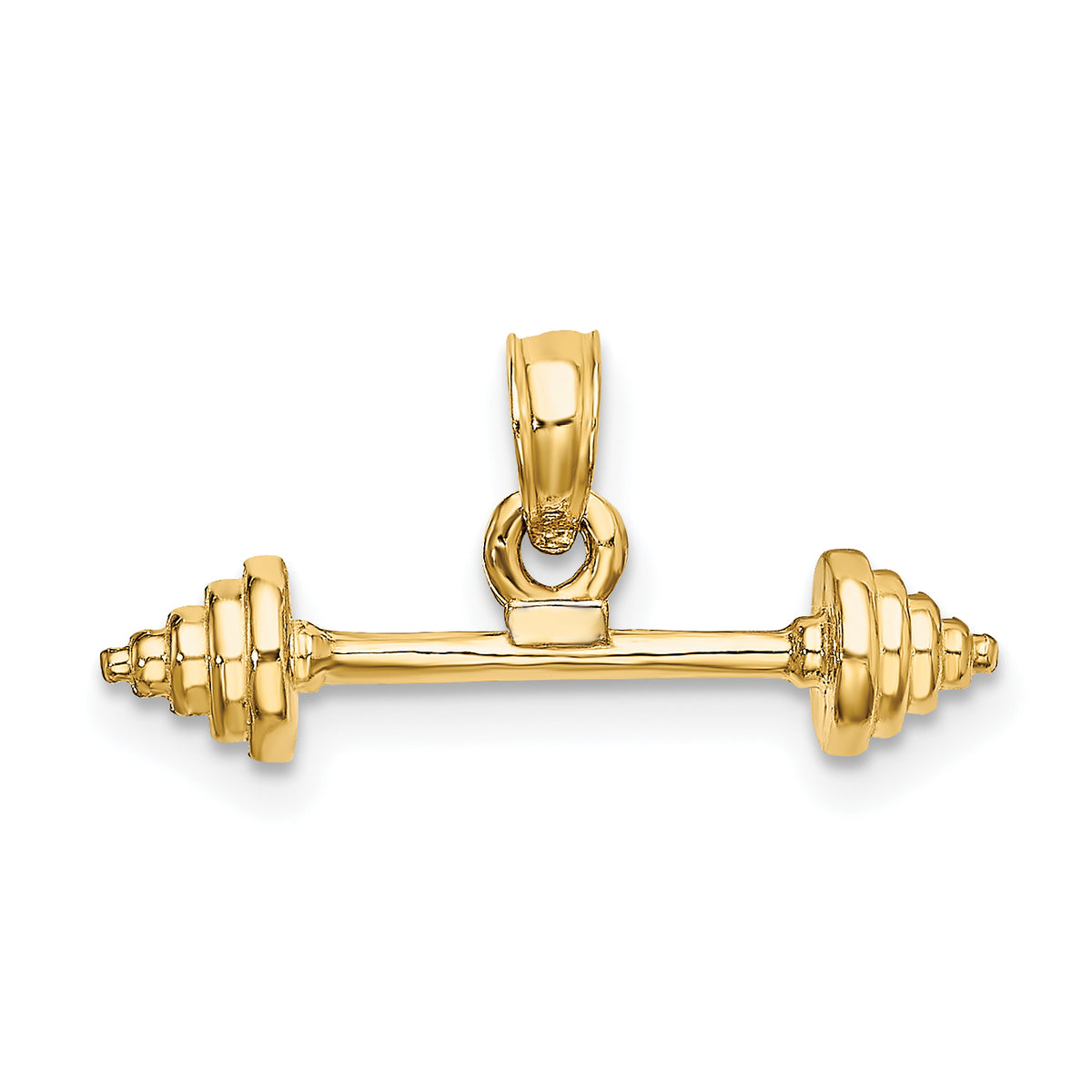 10K Solid Polished 3-D Barbell Charm
