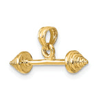 10K Solid Polished 3-D Barbell Charm