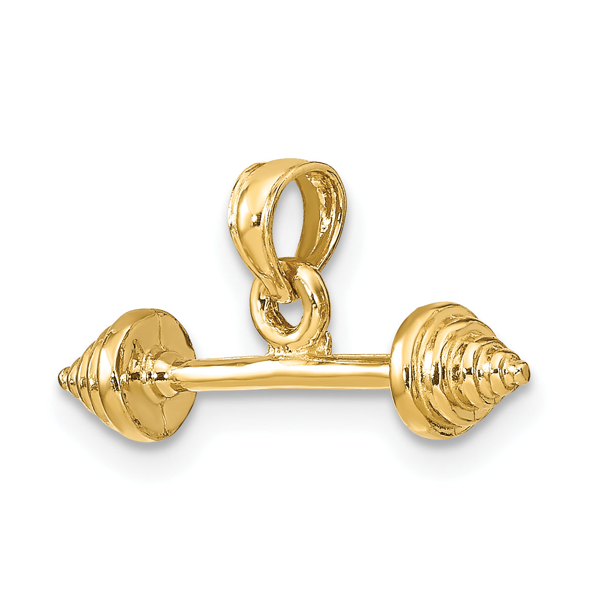 10K Solid Polished 3-D Barbell Charm